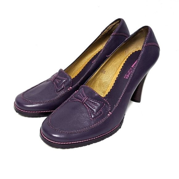 DONALD PLINER Cassis Purple Heeled Loafers 8.5 - Picture 3 of 9